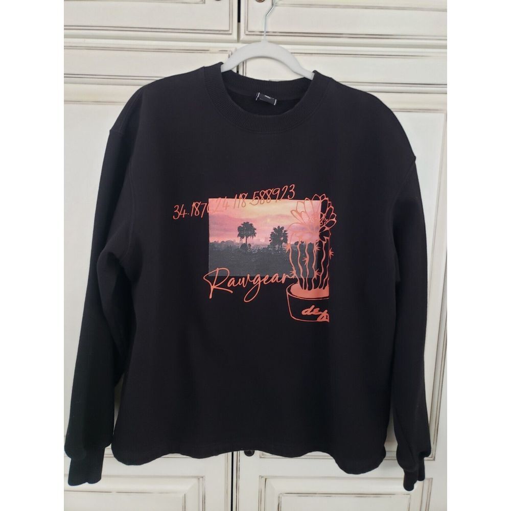 Raw gear‎ Sweatshirt Crew Neck Los Angeles California Sz Sm Black Graphic